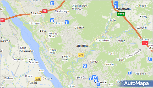 mapa Józefów powiat otwocki, Józefów powiat otwocki na mapie Targeo