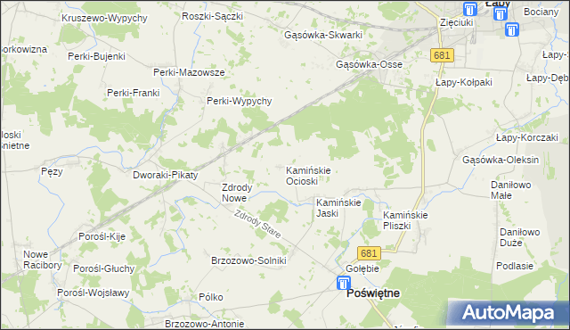 mapa Kamińskie Ocioski, Kamińskie Ocioski na mapie Targeo