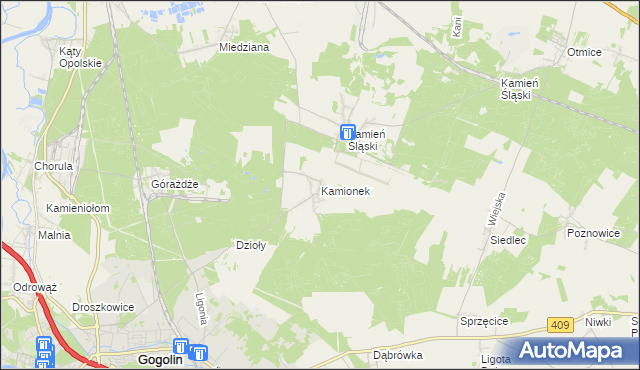 mapa Kamionek gmina Gogolin, Kamionek gmina Gogolin na mapie Targeo