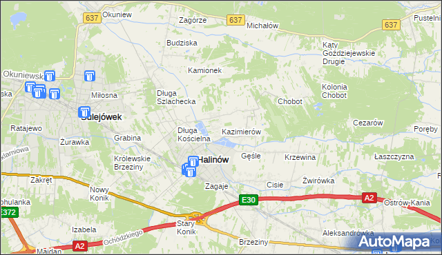 mapa Kazimierów gmina Halinów, Kazimierów gmina Halinów na mapie Targeo