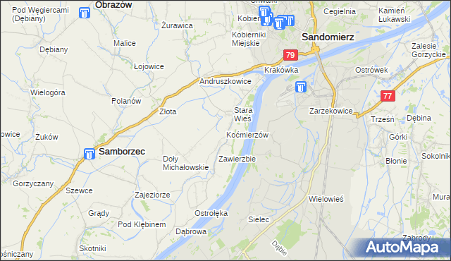 mapa Koćmierzów, Koćmierzów na mapie Targeo