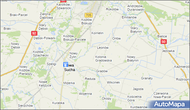 mapa Kolonia Gradowska, Kolonia Gradowska na mapie Targeo
