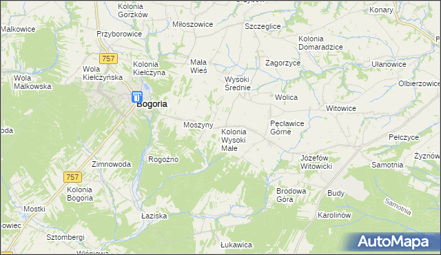 mapa Kolonia Wysoki Małe, Kolonia Wysoki Małe na mapie Targeo