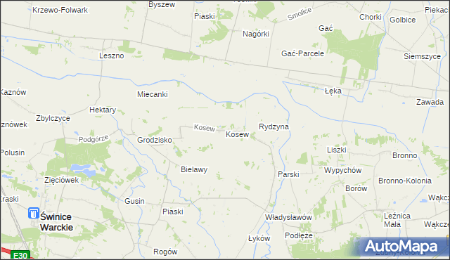 mapa Kosew, Kosew na mapie Targeo
