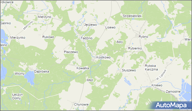mapa Kostkowo gmina Gniewino, Kostkowo gmina Gniewino na mapie Targeo