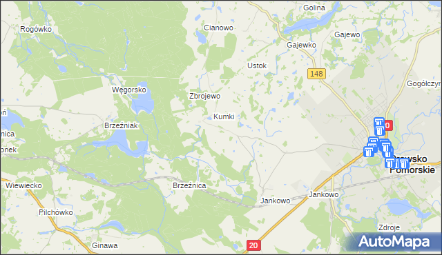 mapa Krzynno, Krzynno na mapie Targeo