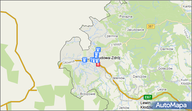 mapa Kudowa-Zdrój, Kudowa-Zdrój na mapie Targeo