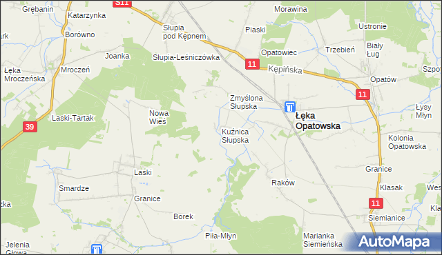 mapa Kuźnica Słupska, Kuźnica Słupska na mapie Targeo
