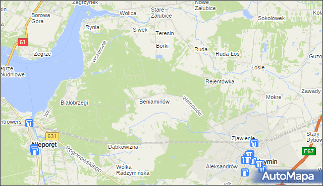 mapa Łąki gmina Radzymin, Łąki gmina Radzymin na mapie Targeo