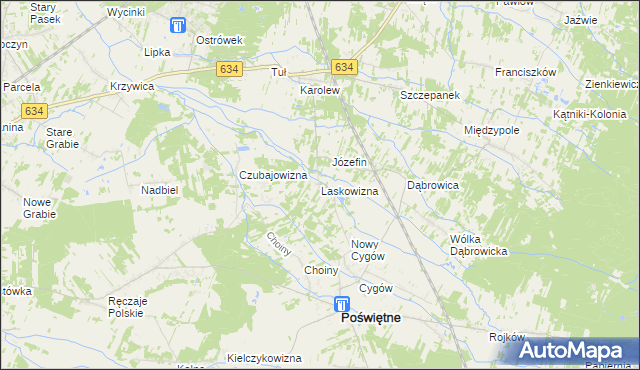 mapa Laskowizna gmina Poświętne, Laskowizna gmina Poświętne na mapie Targeo