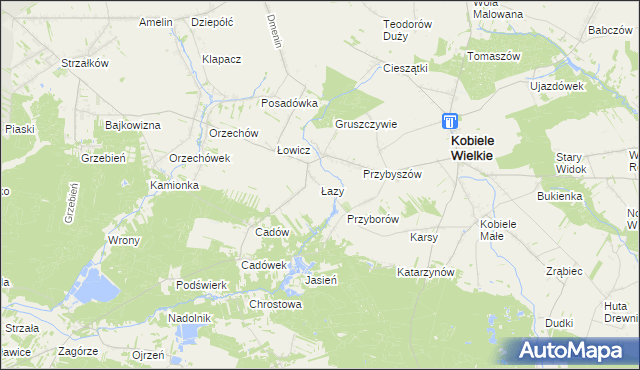 mapa Łazy gmina Kobiele Wielkie, Łazy gmina Kobiele Wielkie na mapie Targeo