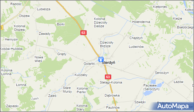 mapa Lebiedzie gmina Sterdyń, Lebiedzie gmina Sterdyń na mapie Targeo