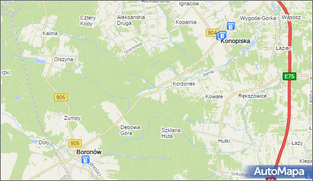 mapa Leśniaki gmina Konopiska, Leśniaki gmina Konopiska na mapie Targeo