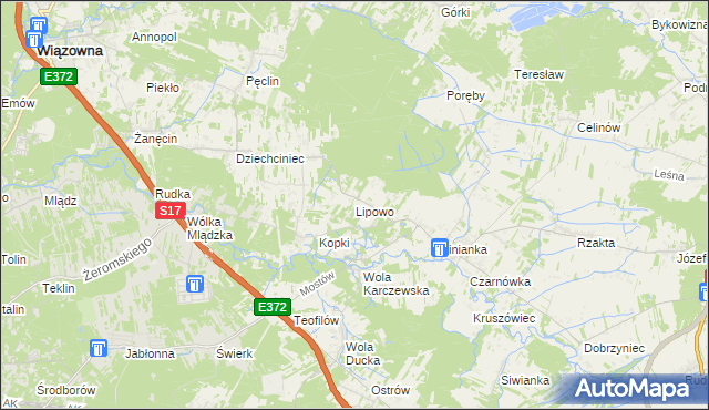 mapa Lipowo gmina Wiązowna, Lipowo gmina Wiązowna na mapie Targeo