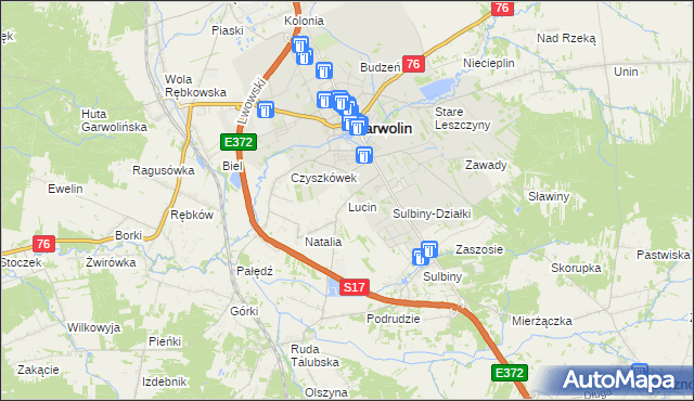 mapa Lucin gmina Garwolin, Lucin gmina Garwolin na mapie Targeo