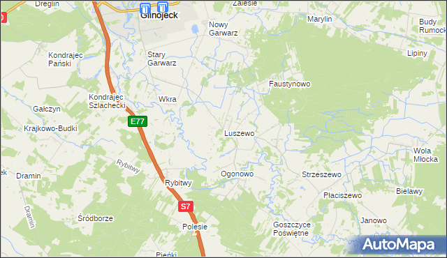mapa Luszewo gmina Glinojeck, Luszewo gmina Glinojeck na mapie Targeo