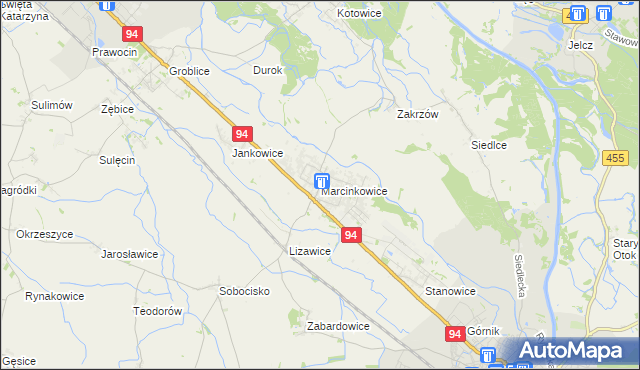 mapa Marcinkowice gmina Oława, Marcinkowice gmina Oława na mapie Targeo