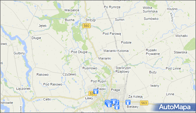 mapa Marianki gmina Rypin, Marianki gmina Rypin na mapie Targeo