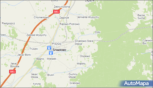 mapa Mężenin gmina Śniadowo, Mężenin gmina Śniadowo na mapie Targeo