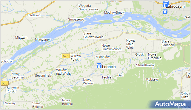 mapa Michałów gmina Leoncin, Michałów gmina Leoncin na mapie Targeo