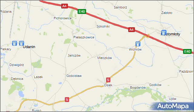 mapa Mieczków gmina Kostomłoty, Mieczków gmina Kostomłoty na mapie Targeo