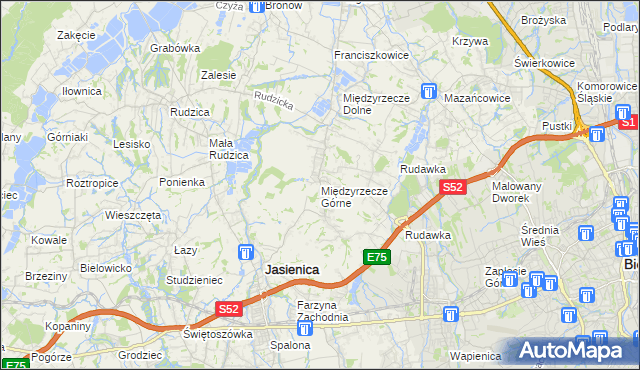 mapa Międzyrzecze Górne, Międzyrzecze Górne na mapie Targeo