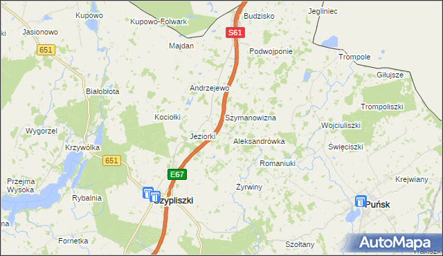 mapa Mikołajówka gmina Szypliszki, Mikołajówka gmina Szypliszki na mapie Targeo