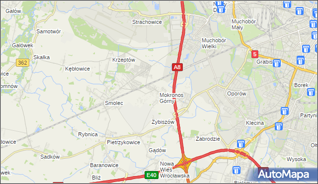 mapa Mokronos Górny, Mokronos Górny na mapie Targeo