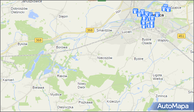 mapa Nieciszów, Nieciszów na mapie Targeo