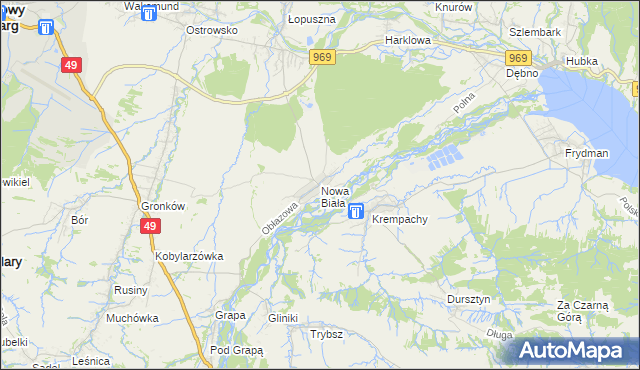 mapa Nowa Biała gmina Nowy Targ, Nowa Biała gmina Nowy Targ na mapie Targeo