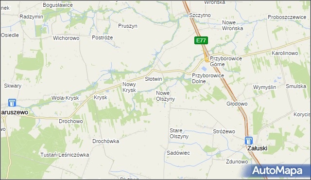 mapa Nowe Olszyny, Nowe Olszyny na mapie Targeo
