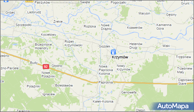 mapa Nowe Paprockie Holendry, Nowe Paprockie Holendry na mapie Targeo