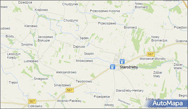 mapa Nowe Staroźreby, Nowe Staroźreby na mapie Targeo