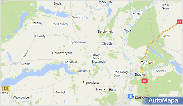 mapa Nowy Dwór Bratiański, Nowy Dwór Bratiański na mapie Targeo