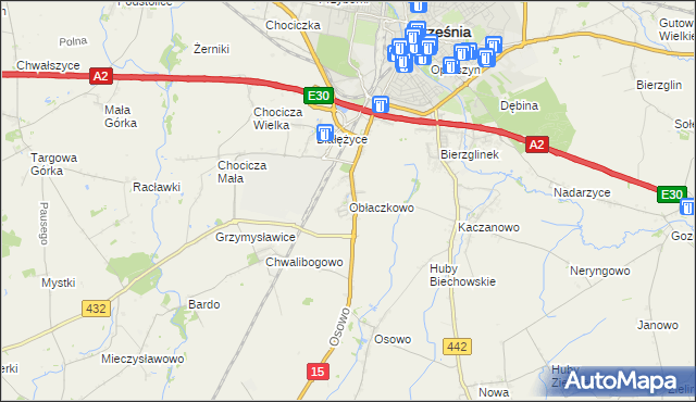 mapa Obłaczkowo, Obłaczkowo na mapie Targeo
