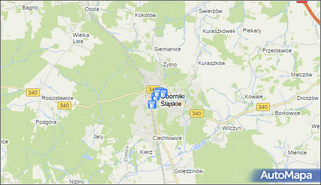 mapa Oborniki Śląskie, Oborniki Śląskie na mapie Targeo
