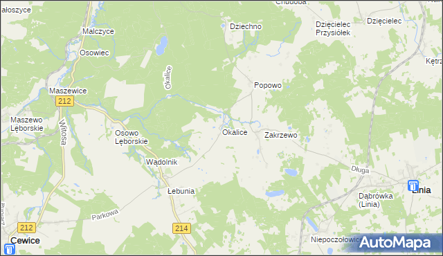 mapa Okalice, Okalice na mapie Targeo