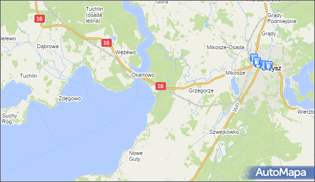 mapa Okartowo-Tartak, Okartowo-Tartak na mapie Targeo