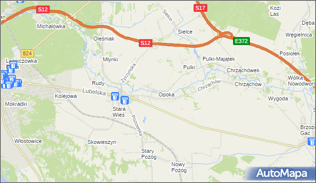 mapa Opoka gmina Końskowola, Opoka gmina Końskowola na mapie Targeo