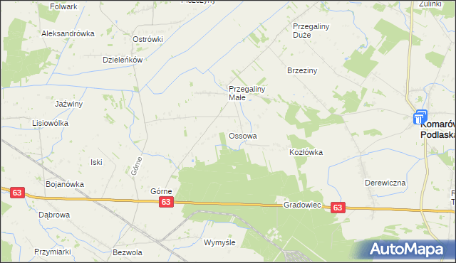 mapa Ossowa, Ossowa na mapie Targeo