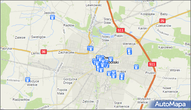 mapa Ostrów Wielkopolski, Ostrów Wielkopolski na mapie Targeo