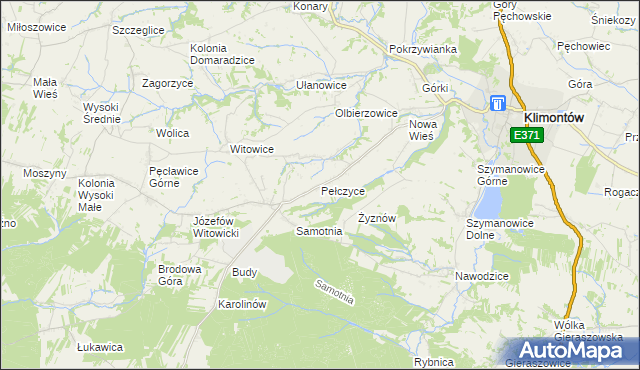 mapa Pełczyce gmina Bogoria, Pełczyce gmina Bogoria na mapie Targeo