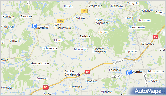 mapa Pieczyska gmina Chynów, Pieczyska gmina Chynów na mapie Targeo