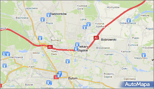 mapa Piekary Śląskie, Piekary Śląskie na mapie Targeo