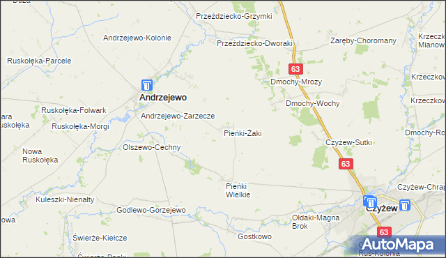 mapa Pieńki-Żaki, Pieńki-Żaki na mapie Targeo