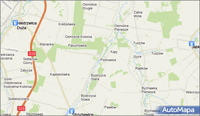 mapa Piotrowice gmina Strzyżewice, Piotrowice gmina Strzyżewice na mapie Targeo