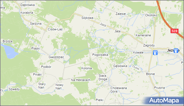 mapa Pogorzałka gmina Jeżowe, Pogorzałka gmina Jeżowe na mapie Targeo