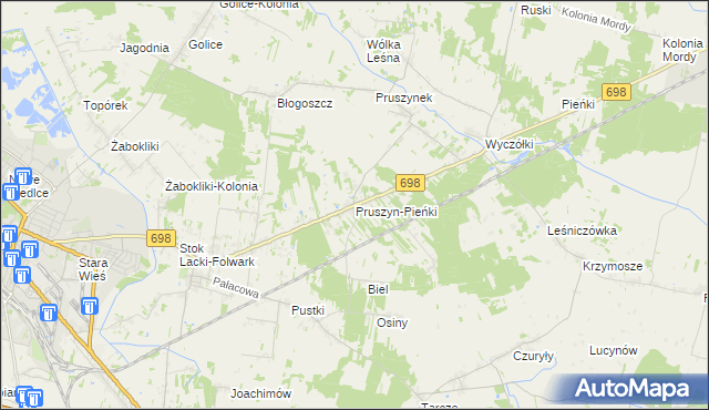 mapa Pruszyn-Pieńki, Pruszyn-Pieńki na mapie Targeo
