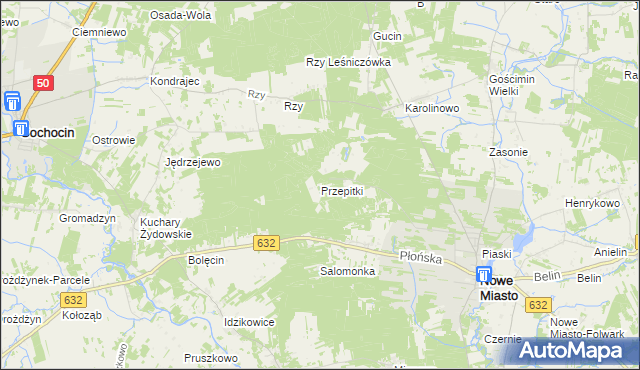 mapa Przepitki gmina Nowe Miasto, Przepitki gmina Nowe Miasto na mapie Targeo