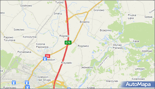 mapa Rogówko gmina Lubicz, Rogówko gmina Lubicz na mapie Targeo